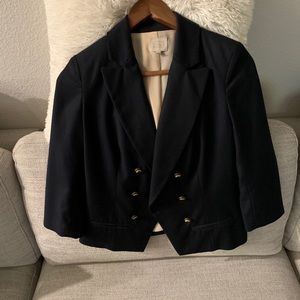 Anthropologie Navy Mid Sleeve Blazer